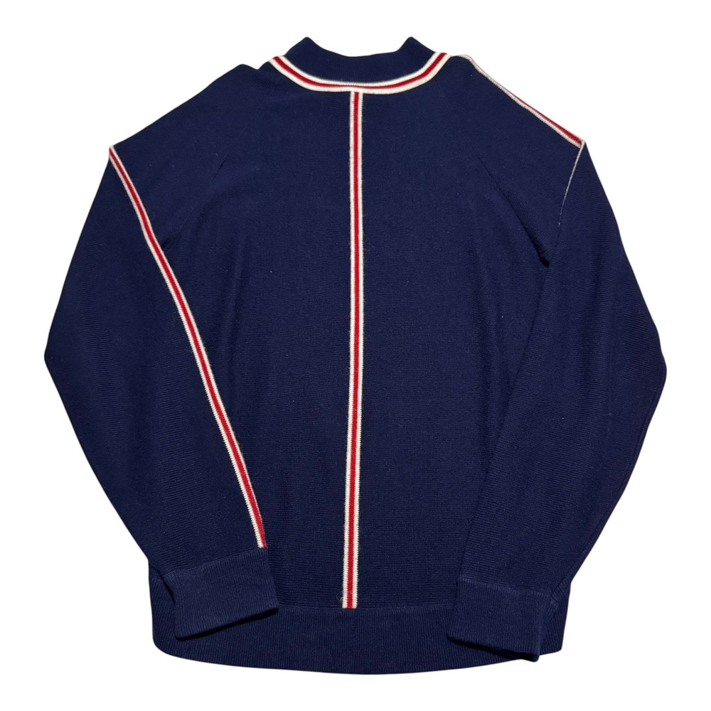 Vintage NFL by Jantzen Navy Blue Striped Mock Neck Sweater Men's Large‎ FLAWS